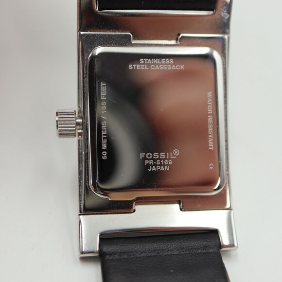 Fossil Arkitekt Womens Tank Watch 24mm Date Logo Dial PR-5169 Black Leather - Picture 16 of 16